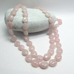 Rose Quartz oval bead necklace
